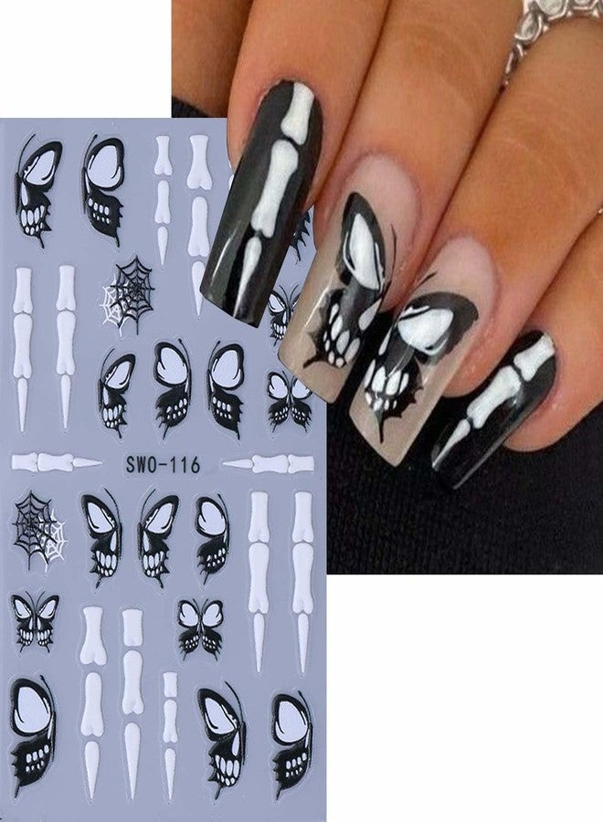 SWEET TREND Halloween Nail Stickers Set - 6 Sheets Spooky Nail Art Decals with Skulls Spiders Ghosts & Evil Eyes - DIY Self-Adhesive Nail Wraps for Halloween Party & Gift for Women - Image 3